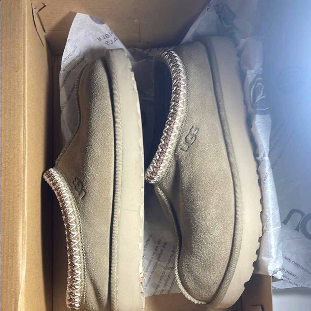 UGG Beige Suede Slip-On Shoes